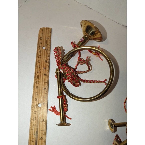 5 Handmade India Exotics Vtg Brass French Horn Bugle Tassel Ornament Christmas - Picture 11 of 11